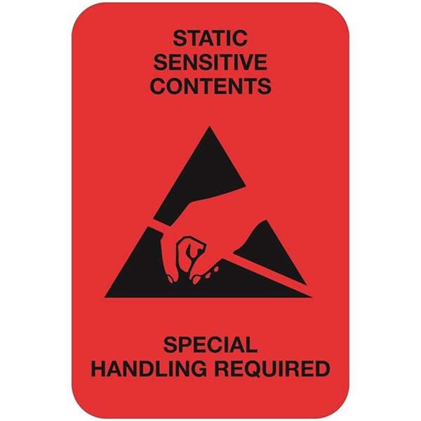 Bondad 2 x 3 in. - Static Sensitive Contents Fluorescent Red Labels BO3349945 - main
